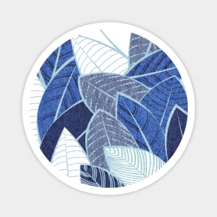 Leaf wall // pattern // navy royal and pale blue leaves pastel blue lines Magnet